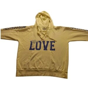 Pacific Girl Yellow LOVE Graphic Lace Up Hoodie Jacket Sweatshirt Women's‎ Large